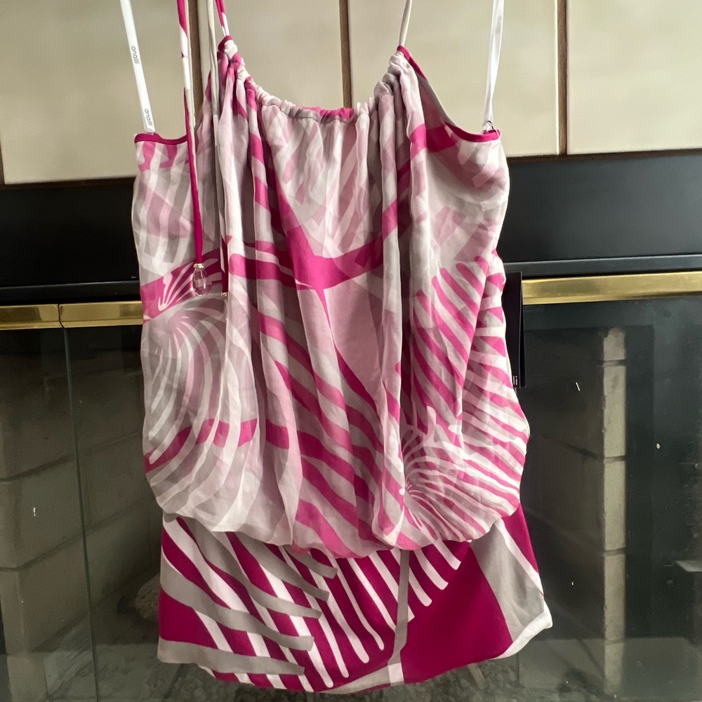 Analili Vibrant Pink and White Blouse.